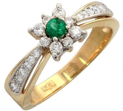 Кольцо с бриллиантами из комбинированного золота 750 пробы