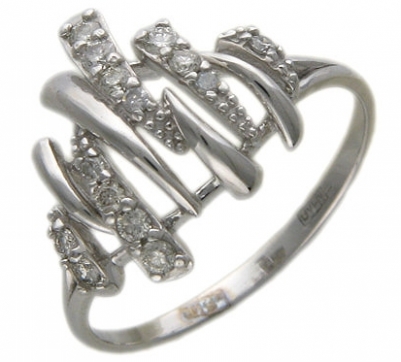 Кольцо с бриллиантами из белого золота 585 пробы