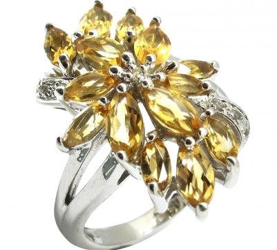 Кольцо из серебра 925 пробы с цитрином, топазом