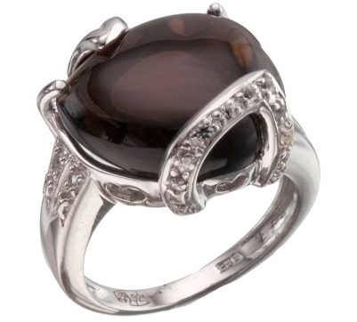 Кольцо из серебра 925 пробы с кварцем, топазом