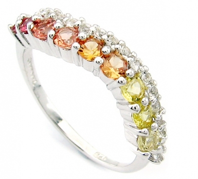 Кольцо из серебра 925 пробы с сапфирами, топазом