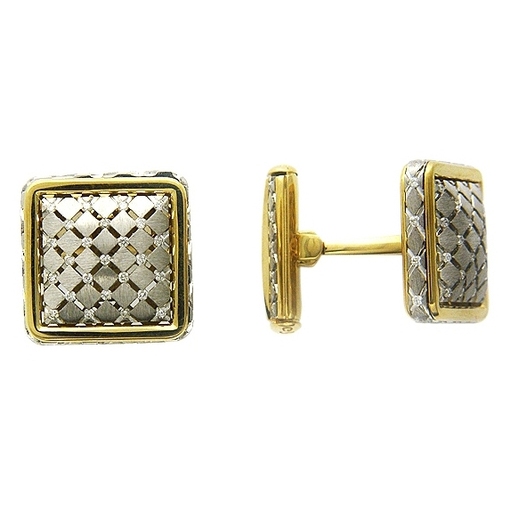 Запонки с бриллиантами из комбинированного золота 750 пробы