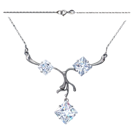 Колье с фианитами из серебра 925 пробы