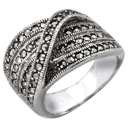 Кольцо с марказитами из серебра 925 пробы