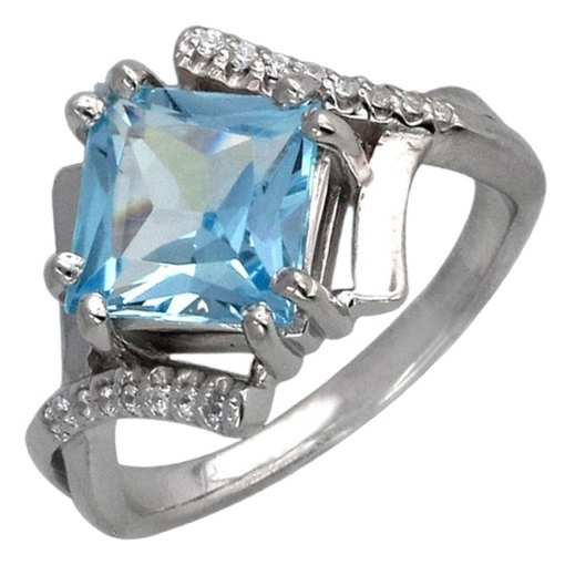 Кольцо с аметистами, фианитами из серебра 925 пробы