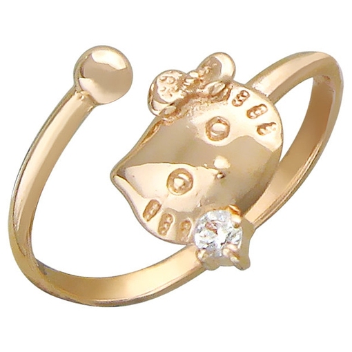 Кольцо «Hello Kitty» с фианитами из красного золота 585 пробы