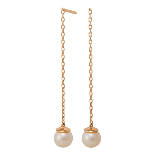 Серьги с жемчугом из красного золота 585 пробы